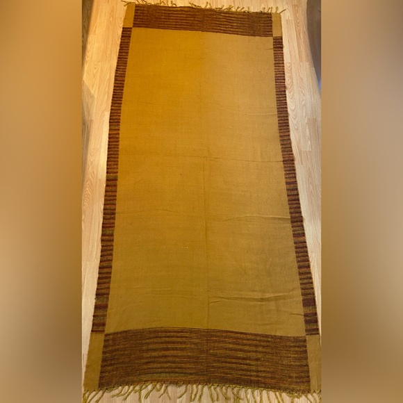 Tan & rust color wool blend blanket/throw - Picture 2 of 7
